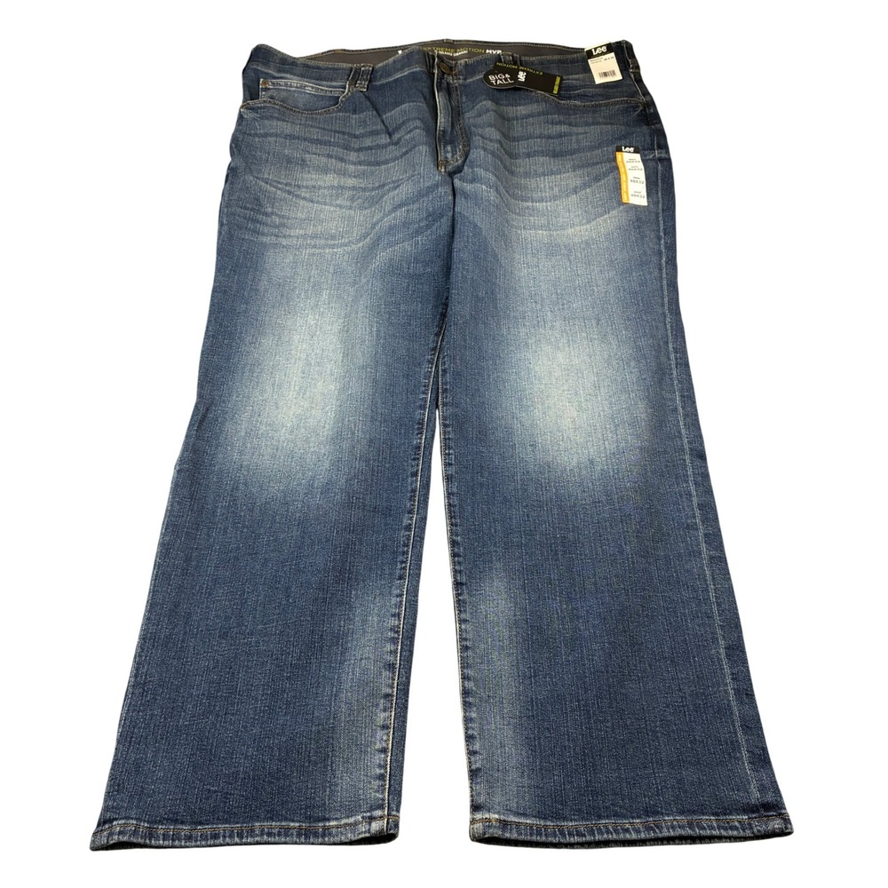 NWT Lee Extreme Motion MVP Maddox Relaxed Straight Jeans Blue 48x32 Big & Tall